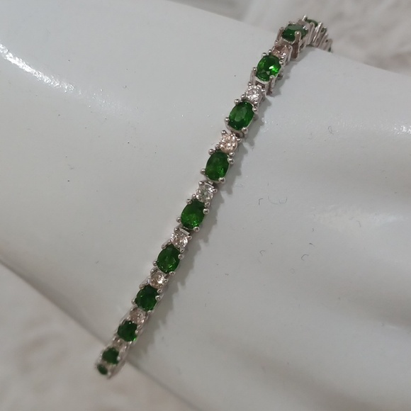Colleen Lopez Chrome Diopside and White Zircon Tennis Bracelet NIB - Picture 4 of 5